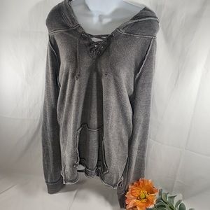 Ocean drive grey lace up hoodie boho beach
